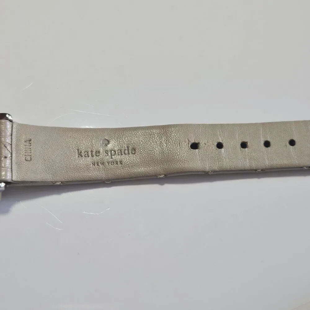 Kate Spade 1YRU0784 Silver Dial Leather Strap Women's Watch Needs New Battery